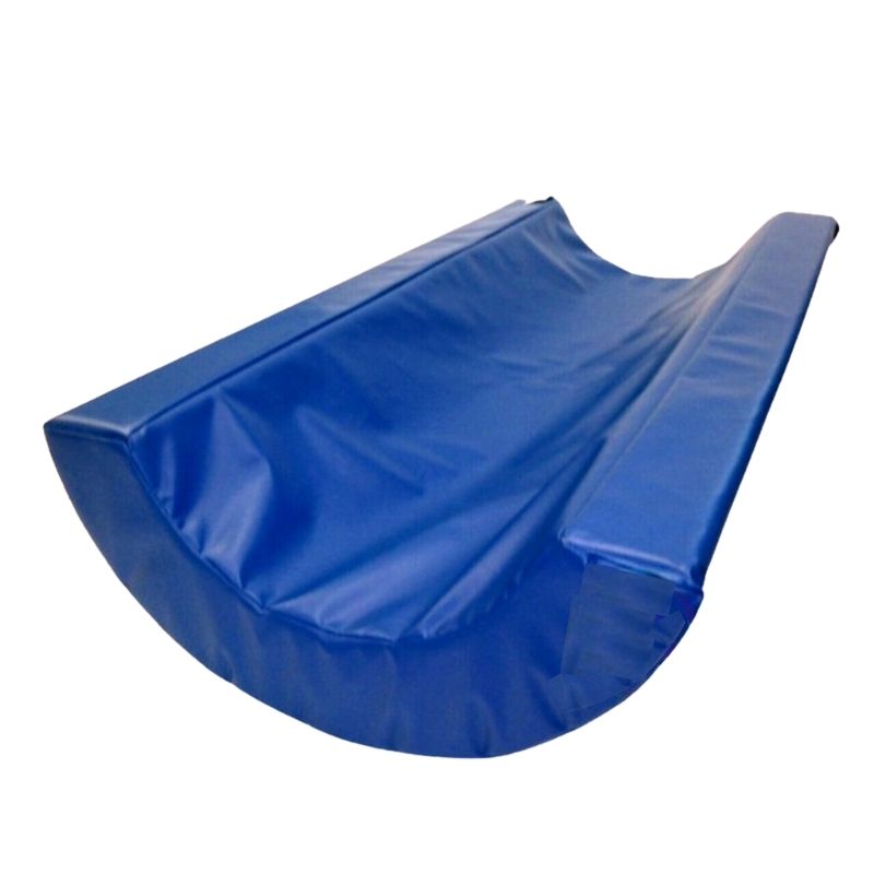 TFH Half Barrel Rocker shown alone from above, highlighting the curved vinyl shell and end handles used for gripping during rocking and balance activities