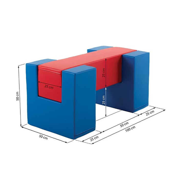 IGLU Balance Bridge foam balance beam dimensions diagram showing 100 cm length and 50 cm height