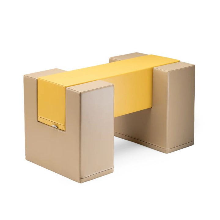 IGLU Balance Gym bridge piece in Neutral Pastel tan and yellow, a soft play balance beam component