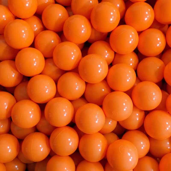 IGLU Ball Pit Balls 500pc in Orange, a close-up of 500 bright 7cm non-toxic sensory play balls for high-energy ball pit play, colour sorting, and gross motor activities