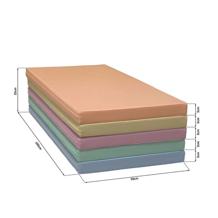 IGLU Safety and Comfort 5 Mat Set dimension diagram in Light Pastel, showing the 100 x 50 x 30 inch stacked footprint of the 5-piece soft play mat set