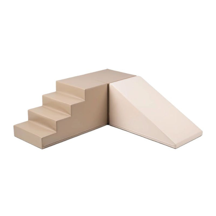 IGLU Mini Corner Gym soft play corner gym in Soft Serve, a tan and cream toddler climbing gym shown as a two-piece direct join