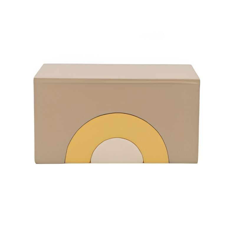 IGLU Rainbow Bridge Soft Play Set in Beige/Honey colourway with all three foam arch pieces nested together, showing the taupe, yellow, and cream rainbow pattern