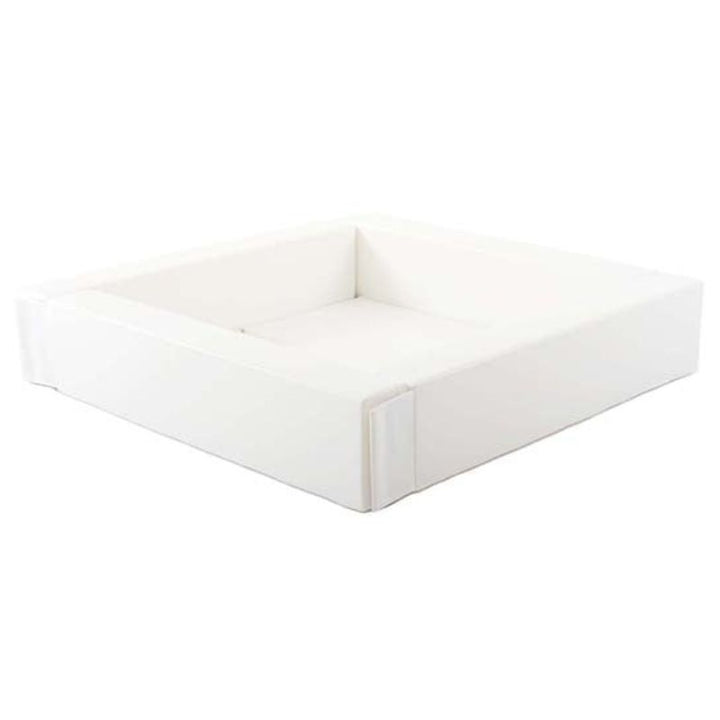 IGLU Soft Play Square Ball Pit white variant clean product view, showing the eco-leather foam construction and low-profile entry design