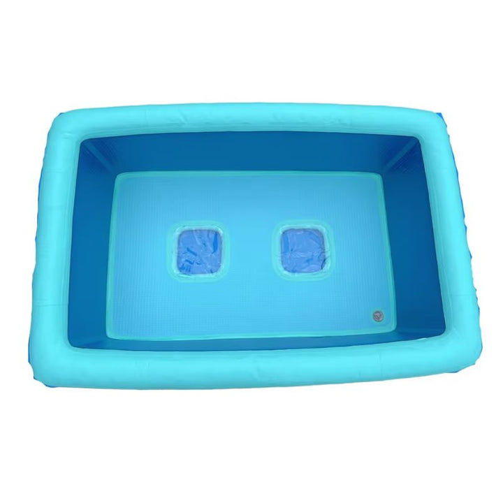 Overhead view of the TFH Heavy Duty Inflatable Ball Pool showing the two base windows that allow an optional LED module to shine through