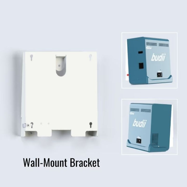 Budii interactive sensory projector wall-mount bracket, showing installation for motion-activated wall and floor projection