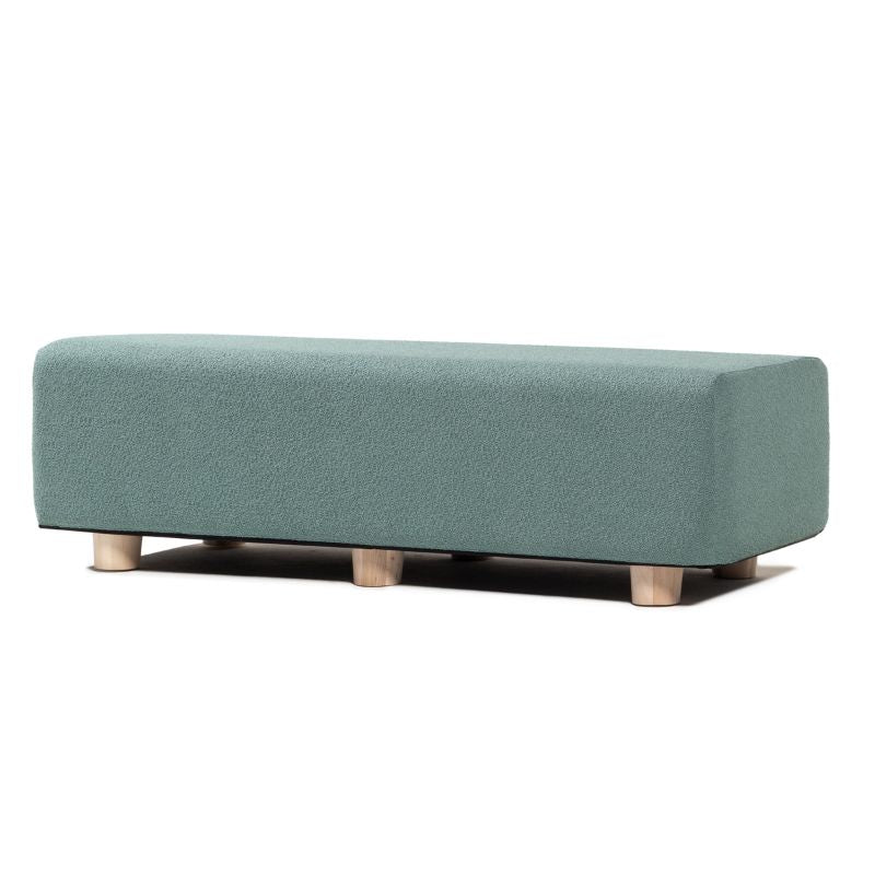 Jaxx Caya Flexible Seating Bench in green boucle, a flexible seating bench for schools and collaborative spaces