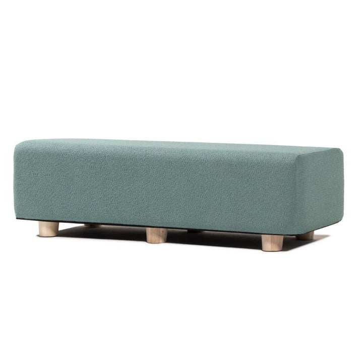 Jaxx Caya Flexible Seating Bench in green boucle, a flexible seating bench for schools and collaborative spaces