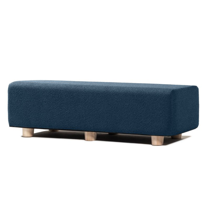 Jaxx Caya Flexible Seating Bench in navy boucle, a modular soft seating bench for schools and offices