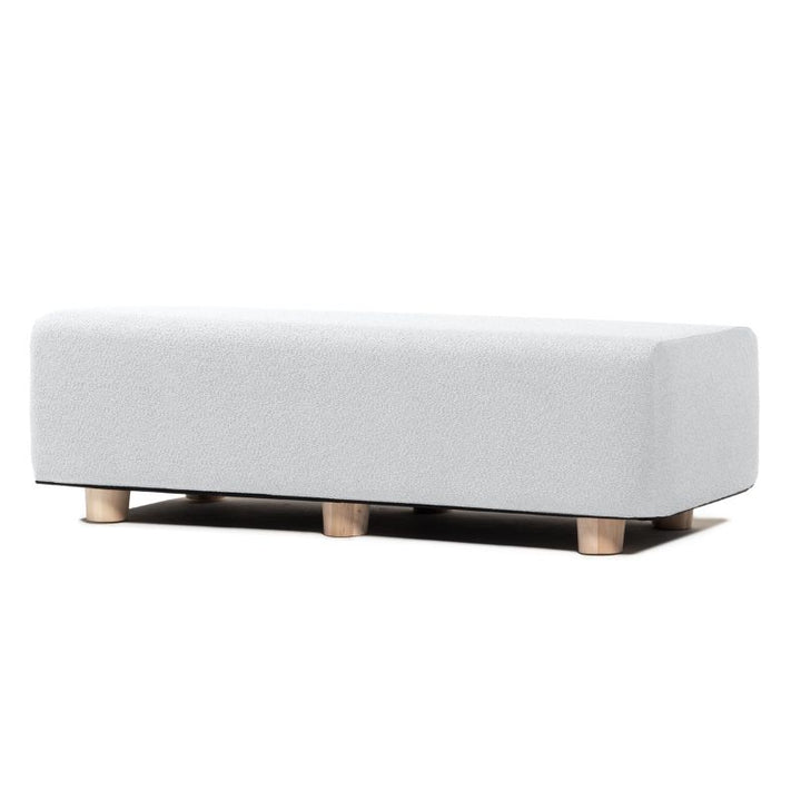 Jaxx Caya Flexible Seating Bench in white boucle, a modular bench seating option for schools and offices