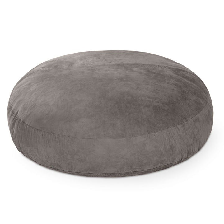 Jaxx Cocoon 6ft bean bag chair in charcoal microsuede shown flat, an oversized sensory crash pad