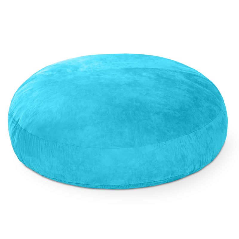 Jaxx Cocoon 6ft bean bag chair in teal microsuede shown flat as a crash pad, a cool-toned sensory lounger
