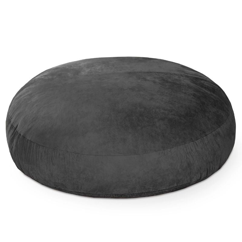 Jaxx Cocoon microsuede bean bag chair in black, a round deep pressure sensory seat for schools and homes