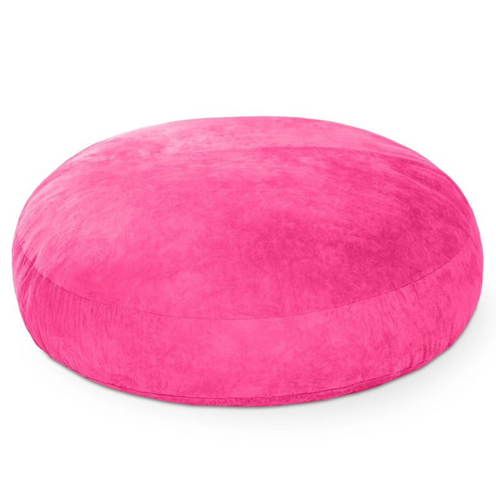 Jaxx Cocoon microsuede bean bag chair in fuchsia pink, a round sensory seat for calm corners and playrooms