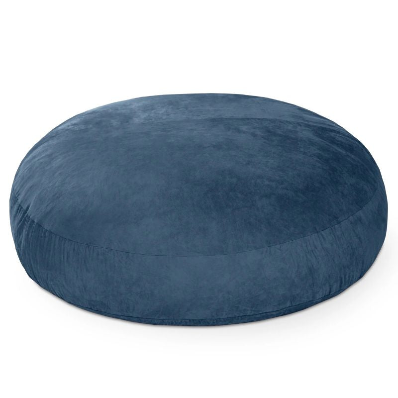 Jaxx Cocoon microsuede bean bag chair in navy, a round deep pressure sensory seat for calm corners