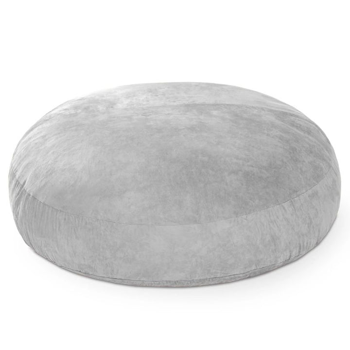 Jaxx Cocoon microsuede bean bag chair in silver grey, a round sensory seat for sensory rooms and clinics