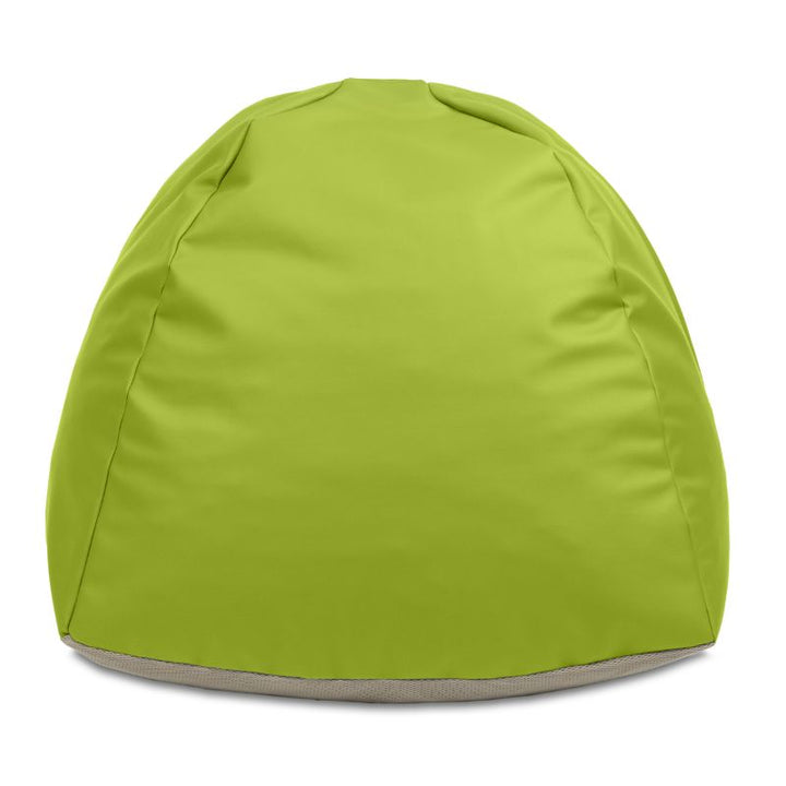 Front view of the green Jaxx Gumdrop bean bag chair, a classroom sensory seat with wipeable vinyl cover