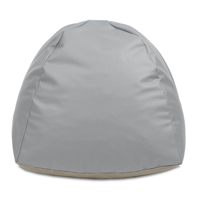 Front view of the grey Jaxx Gumdrop bean bag chair, showing the breathable base for kids' sensory seating