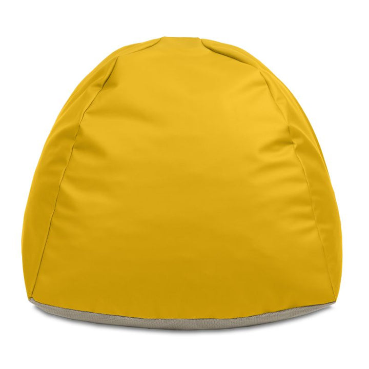 Front view of the yellow Jaxx Gumdrop bean bag chair, cheerful sensory seating for classrooms and reading nooks