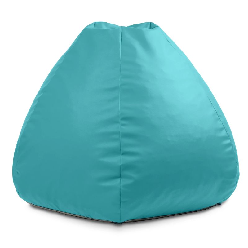 Teal Jaxx Gumdrop kids bean bag chair, wipeable vinyl seating for reading nooks