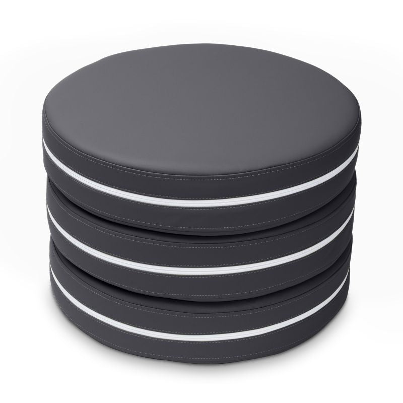 Jaxx Kirkwood stacking floor cushions in black, a set of three stackable classroom seating circles