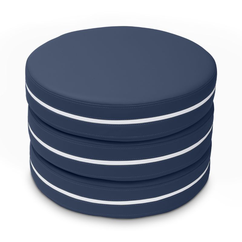 Jaxx Kirkwood stacking floor cushions in navy blue, a set of three stackable classroom seating circles