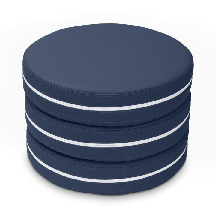 Jaxx Kirkwood stacking floor cushions in navy blue, a set of three stackable classroom seating circles