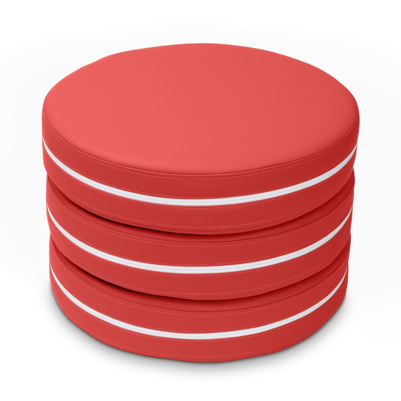 Jaxx Kirkwood stacking floor cushions in red, a set of three stackable classroom seating circles