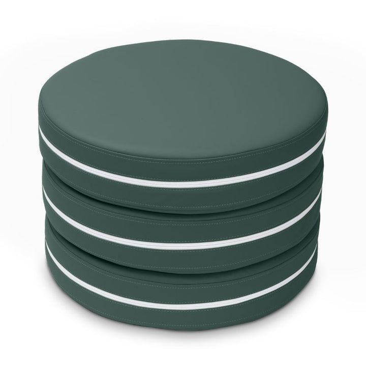Jaxx Kirkwood stacking floor cushions in dark forest green, a set of three stackable classroom seating circles