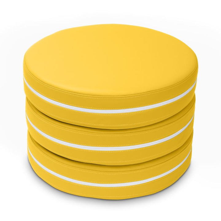 Jaxx Kirkwood stacking floor cushions in yellow, a set of three flexible seating circles for classrooms