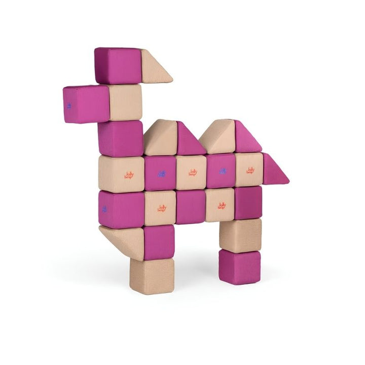 A camel-shaped figure built from JollyHeap Basic Set magnetic foam blocks, showing another animal build option within this soft play set for schools and homes.