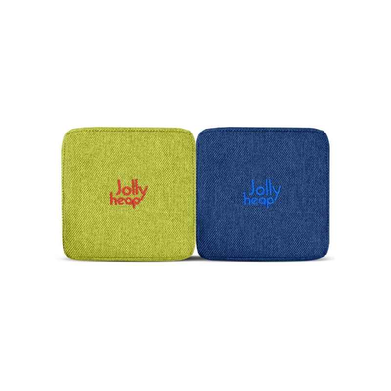 JollyHeap Extra Set - 32 Blocks fabric swatch in lime green and blue, a two-tone colourway for this magnetic foam block expansion set