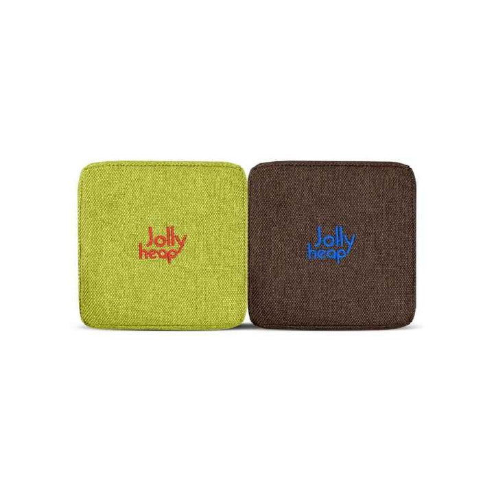 JollyHeap Extra Set - 32 Blocks fabric swatch in lime green and dark brown, a two-tone colourway for this magnetic foam block expansion set