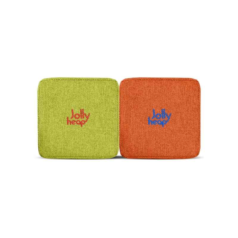 JollyHeap Extra Set - 32 Blocks fabric swatch in lime green and orange, a two-tone colourway for this magnetic foam block expansion set