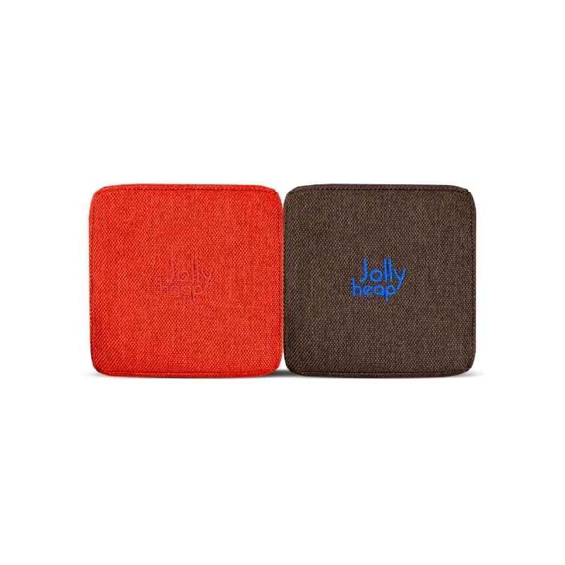 JollyHeap Extra Set - 32 Blocks fabric swatch inred and dark brown, a two-tone colourway for this magnetic foam block expansion set