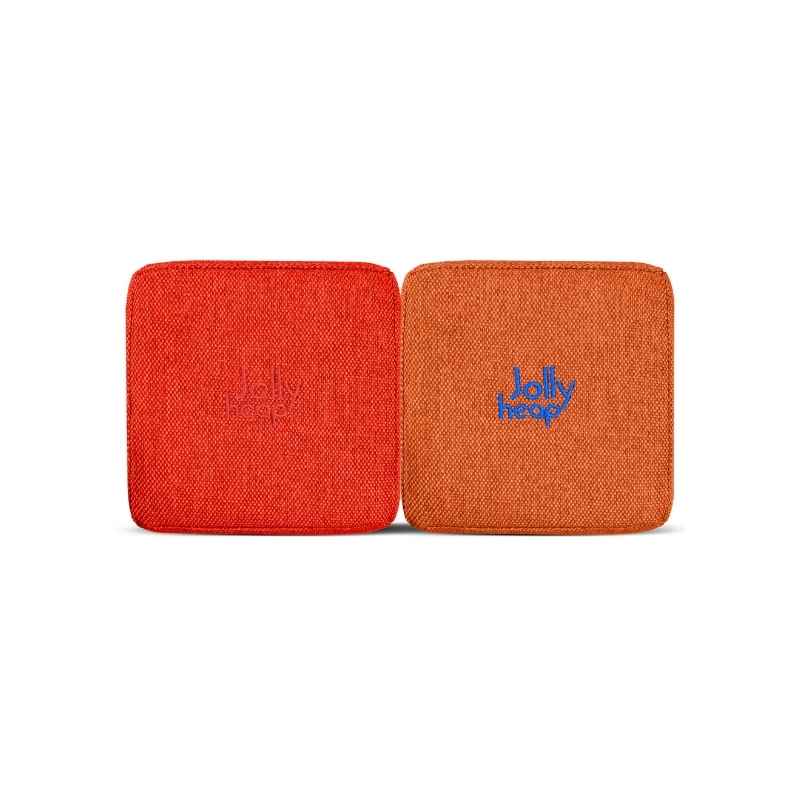 JollyHeap Extra Set - 32 Blocks fabric swatch in red and orange, a colourway option for this magnetic foam block expansion set