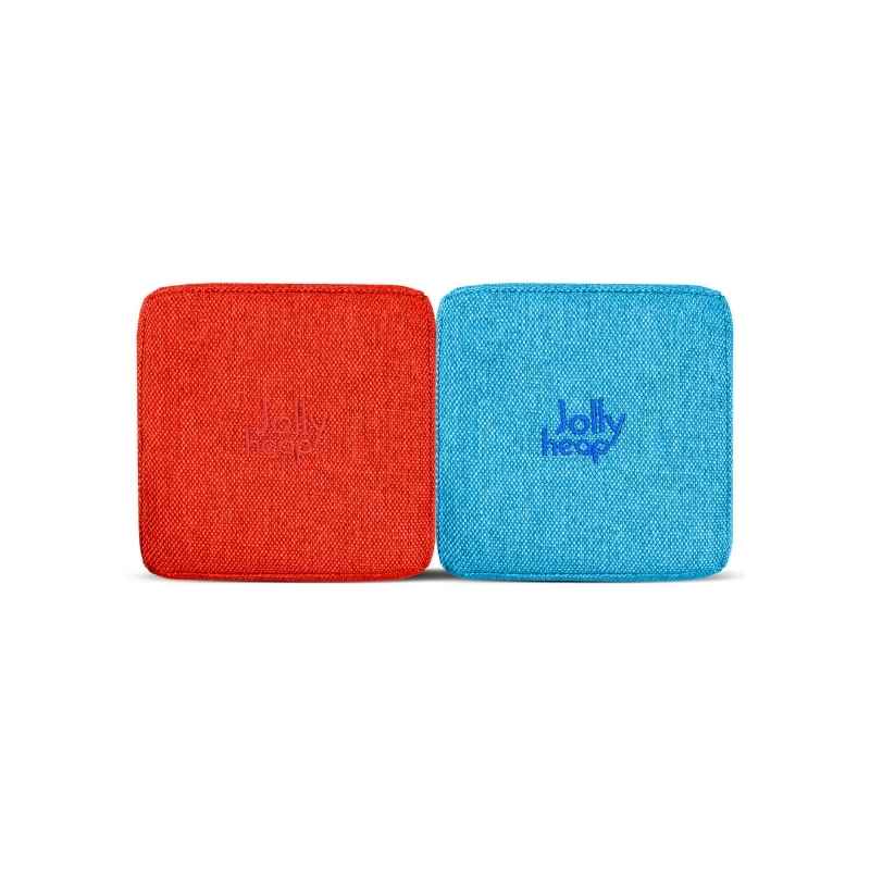 JollyHeap Extra Set - 32 Blocks fabric swatch in red and turquoise, a two-tone colourway for this magnetic foam block expansion set