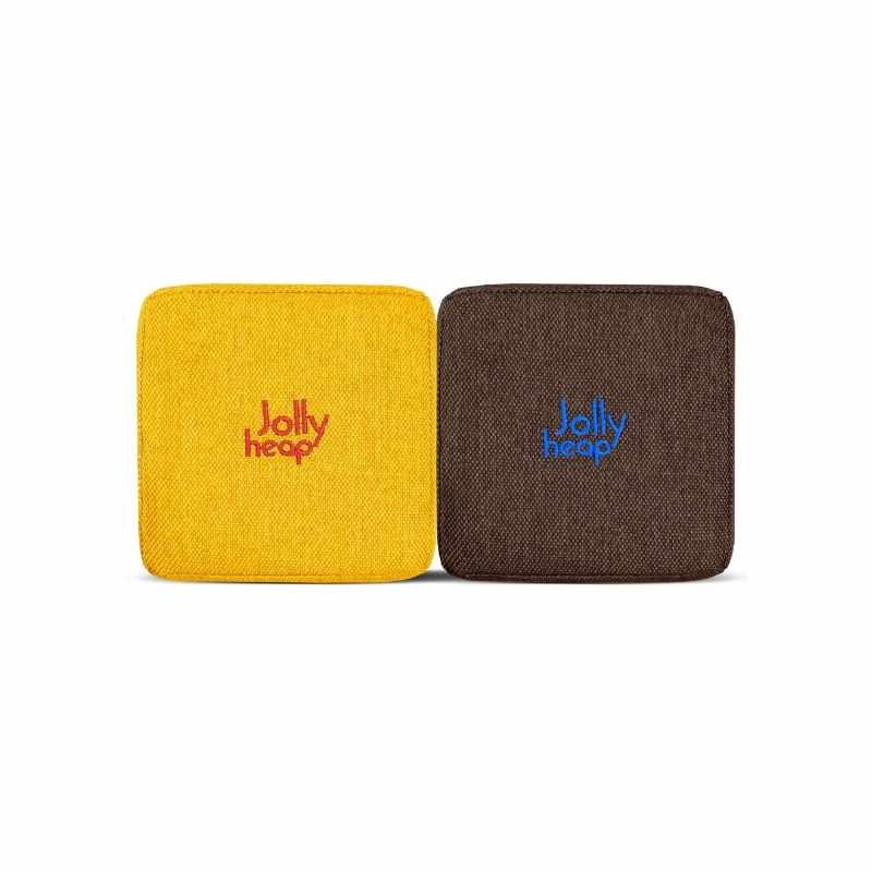JollyHeap Extra Set - 32 Blocks fabric swatch in yellow and dark brown, a two-tone colourway for this magnetic foam block expansion set