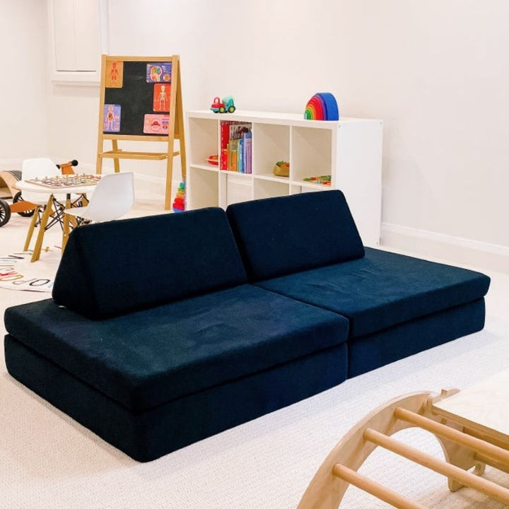 Kiddie Couch kids play couch in Jet Black displayed in a children's playroom setting