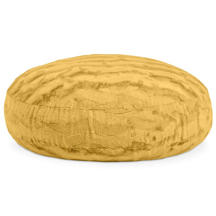 Raven-Symoné Lil' Cuddler kids bean bag lounger in Lush Fur Gold, shown flat as a lounger