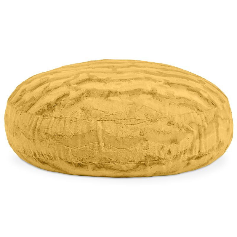 Raven-Symoné Lil' Cuddler kids bean bag lounger in Lush Fur Gold, shown flat as a lounger