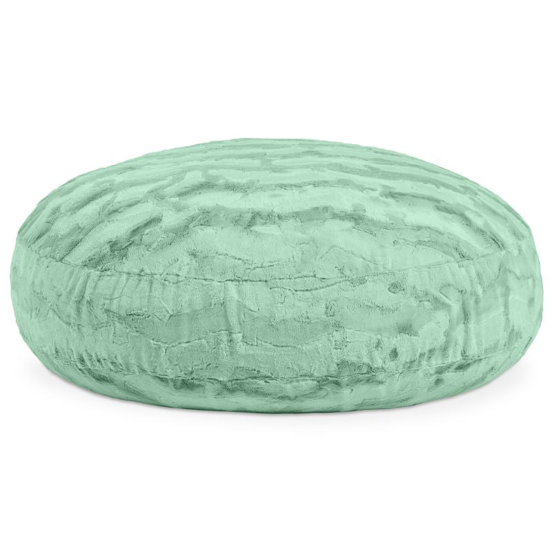 Raven-Symoné Lil' Cuddler kids bean bag lounger in Lush Fur Spearmint Green, shown flat