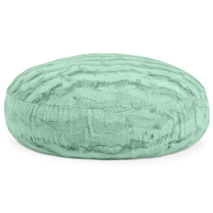 Raven-Symoné Lil' Cuddler kids bean bag lounger in Lush Fur Spearmint Green, shown flat