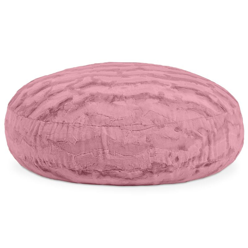 Raven-Symoné Lil' Cuddler kids bean bag lounger in Lush Fur Wild Rose, shown flat