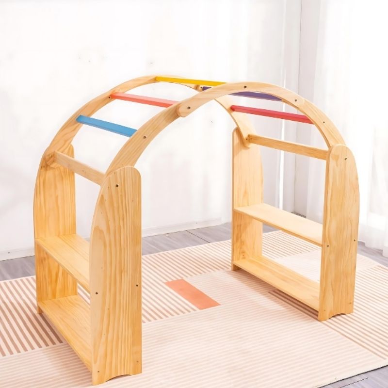 Kinderhuis Aurora Waldorf Playstand in landscape view, a solid pine wooden playstand for open-ended imaginative play in home and classroom settings