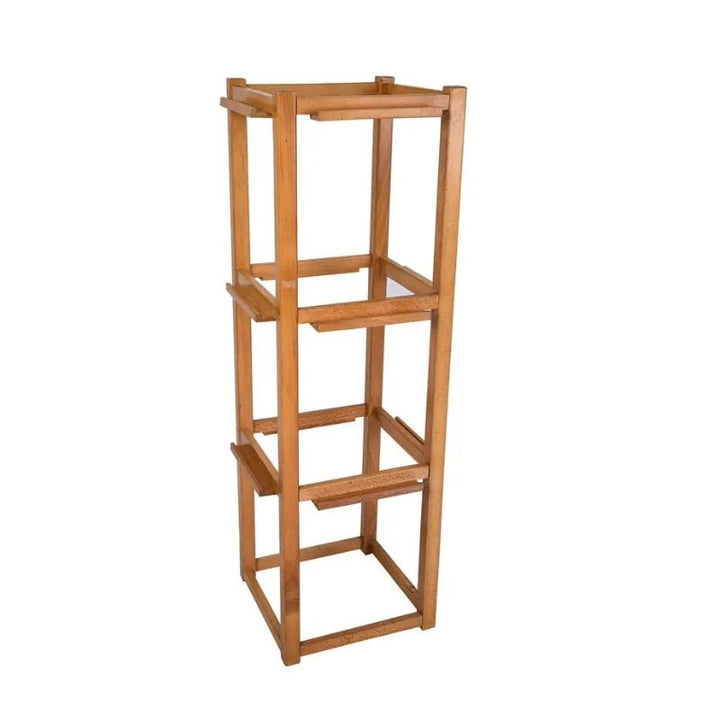 Kinderhuis Montessori dressing frames stand in beechwood, showing empty frame slots for Montessori practical life classroom use