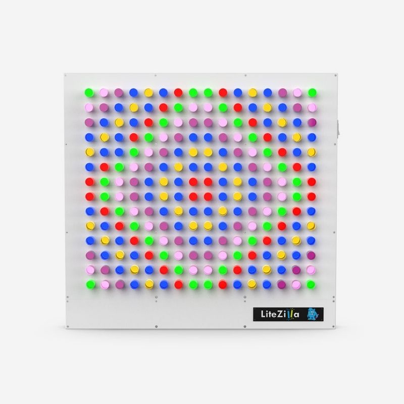 LiteZilla Giant Lite Brite in white frame, 32 x 32 inch configuration, clean product portrait view