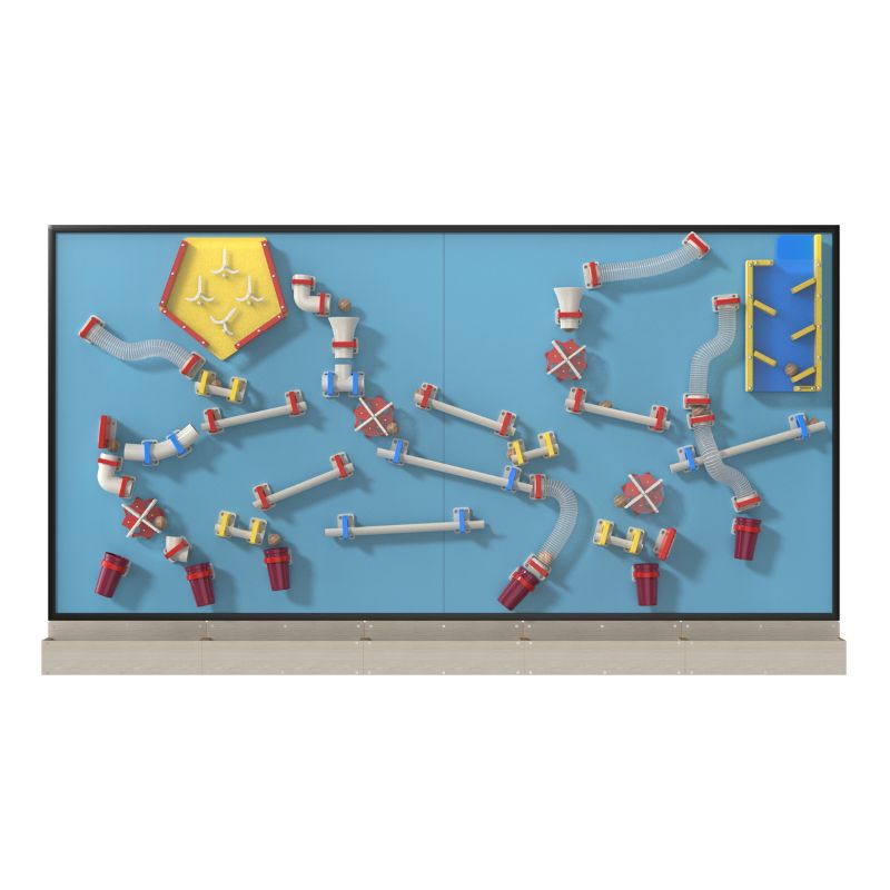 LiteZilla MagWiz Magnet Wall Kidnetics 10x5 installation showing expanded ball-run interactive wall for schools and play spaces