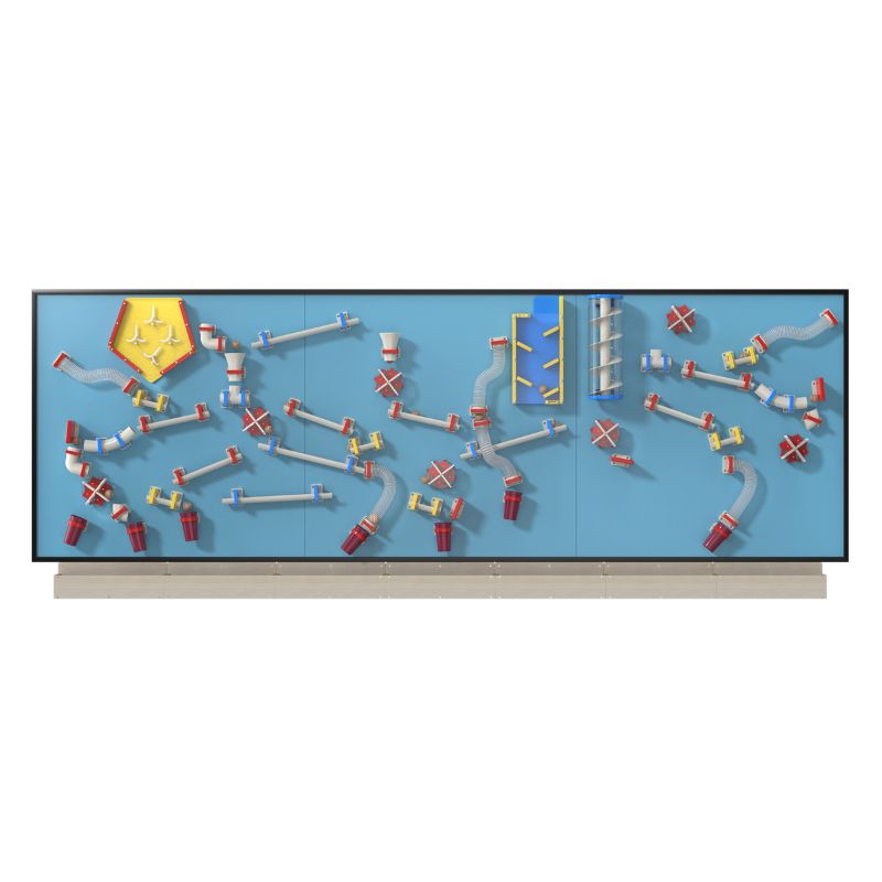 LiteZilla MagWiz Magnet Wall Kidnetics 15x5 large-format installation showing extended magnetic ball-run wall for educational spaces