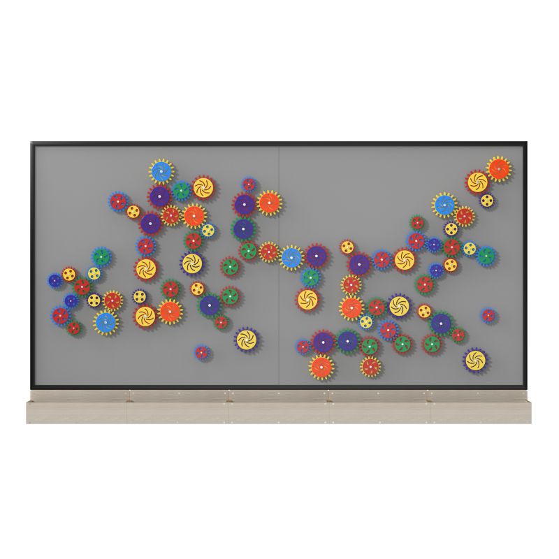LiteZilla MagWiz Magnet Wall Sensory Gears 10x5 second angle showing expanded gear wall for school and therapy room STEM play